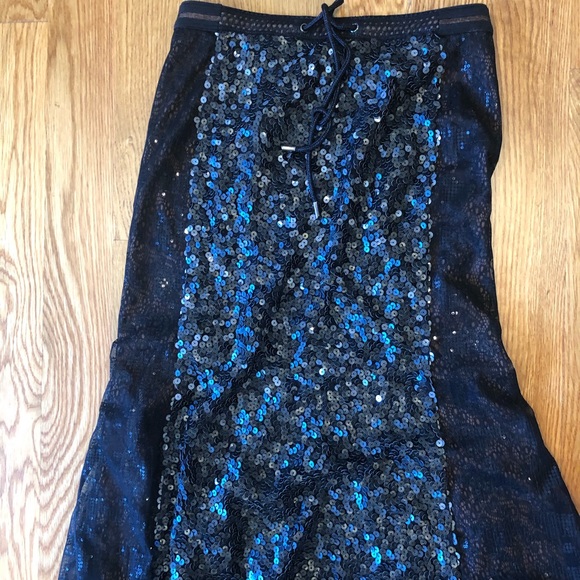 Byron Lars Black Sequins Hi Low Mermaid Skirt 2 - Picture 6 of 8